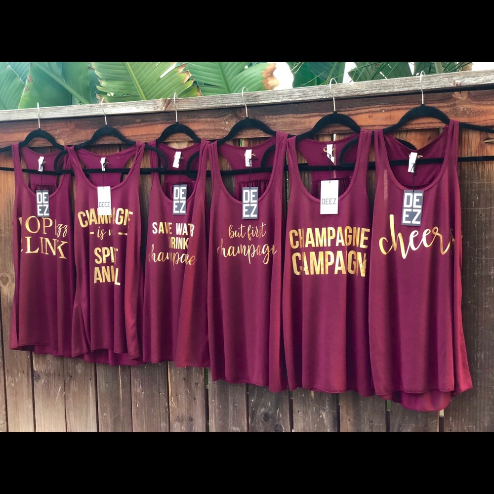 Champagne Themed Bachelorette Tanks